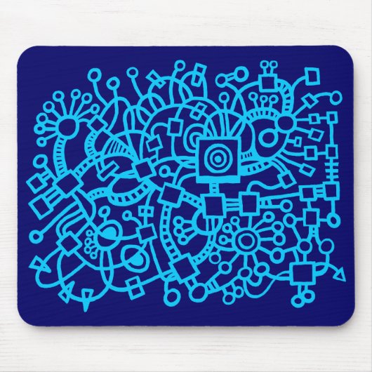 Abstrakte Struktur - Sky Blue on Deep Navy Mousepad (Vorne)