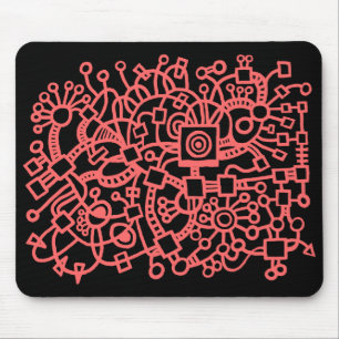 Abstrakte Struktur - tropisches Rosa auf schwarz Mousepad