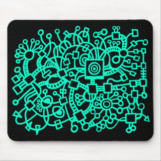 Abstrakte Struktur - Türkis auf schwarz Mousepad