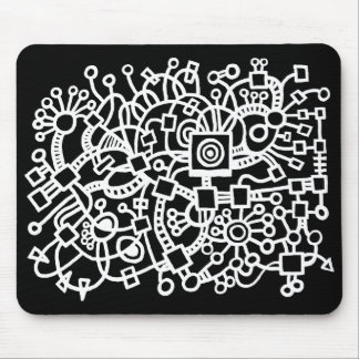 Abstrakte Struktur - Weiß auf Schwarz Mousepad