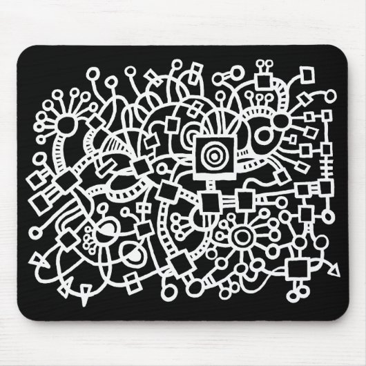 Abstrakte Struktur - Weiß auf Schwarz Mousepad (Vorne)