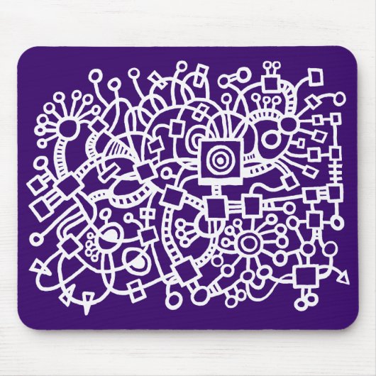Abstrakte Struktur - Weiß auf Tiefe Lila Mousepad (Vorne)