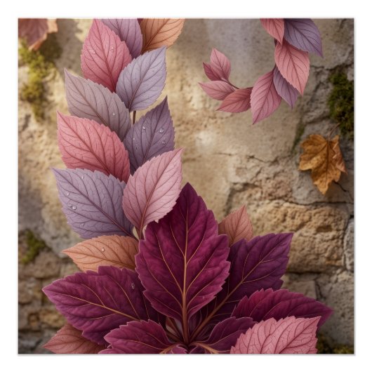 Abstrakte strukturierte florale und gemusterte Mos Poster (Vorderseite)