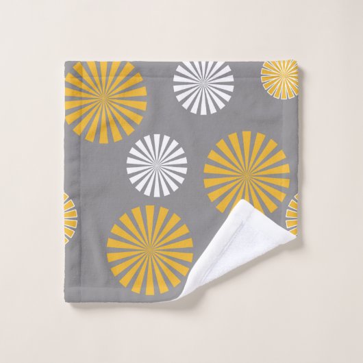 Abstrakte, stylische Lüsterne, grau, gelb, weiß Badhandtuch Set (Waschlappen)