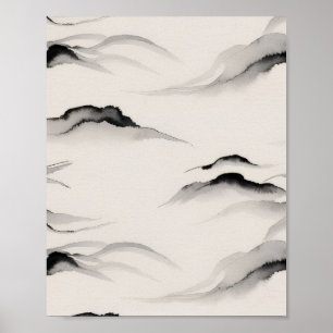 Abstrakte Sumi-Tusche-Wasch-Zen-Reispapier-Minimal Poster