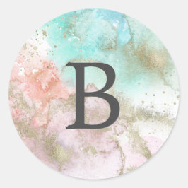 Abstrakte Summer Monogram Wedding Umschlag Aufkleb Runder Aufkleber