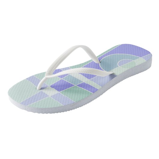 Abstrakte Surfpastel Lila grün Badesandalen (Schrägansicht)