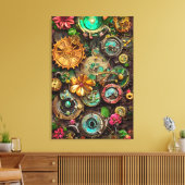 Abstrakte Surreal Gears Blume Steampunk Art Leinwanddruck (Insitu (Wohnzimmer))
