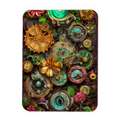Abstrakte Surreal Gears Blume Steampunk Art Magnet (Vertikal)