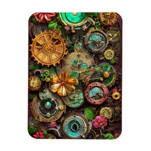 Abstrakte Surreal Gears Blume Steampunk Art Magnet