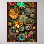 Abstrakte Surreal Gears Blume Steampunk Art Poster (Vorne)