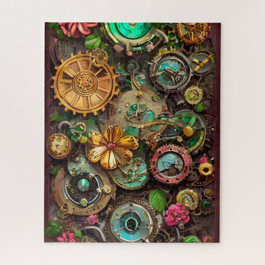 Abstrakte Surreal Gears Blume Steampunk Art Puzzle (Vertikal)