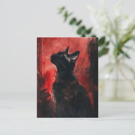 Abstrakte Surreal Porträtmalerei aus Schwarz und R Postkarte (Stehend Vorderseite)