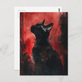 Abstrakte Surreal Porträtmalerei aus Schwarz und R Postkarte (Vorne/Hinten)