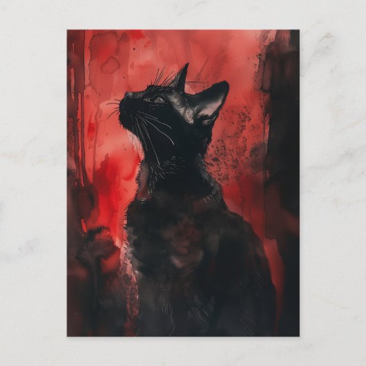 Abstrakte Surreal Porträtmalerei aus Schwarz und R Postkarte (Vorderseite)