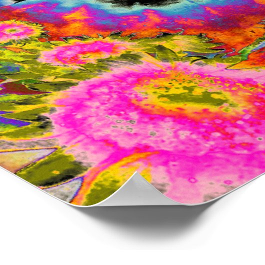 Abstrakte Surreal Sonnenblumenmandala, funkelnde U Poster (Ecke)