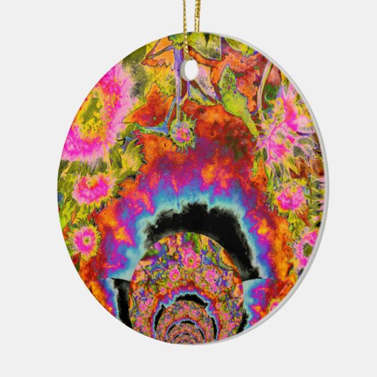 Abstrakte surreale Sonnenblumenmandala, inspiriere Keramik Ornament (Links)