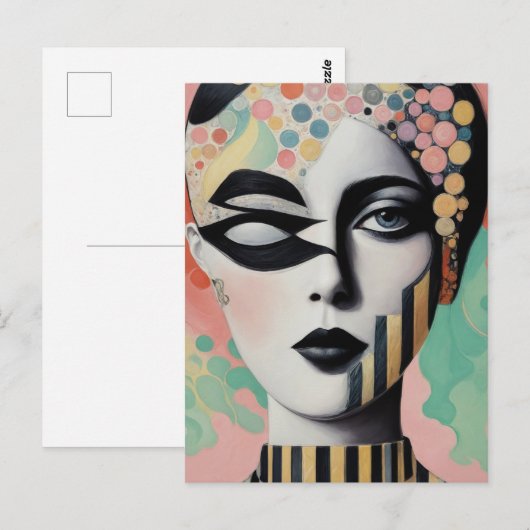 Abstrakte Surrefrau Postkarte (Vorne/Hinten)