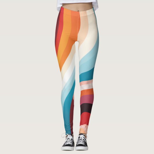 Abstrakte Swirbelkonstruktion: Farbenfrohe Wavy Li Leggings (Vorderseite)