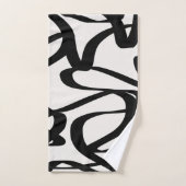 Abstrakte Swirbellinien formen schwarz und beige C Badhandtuch Set (Handtuch)