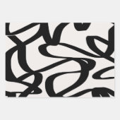 Abstrakte Swirbellinien formen schwarz und beige C Geschenkpapier Set (Vorderseite 3)
