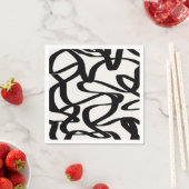 Abstrakte Swirbellinien formen schwarz und beige C Serviette (Beispiel)