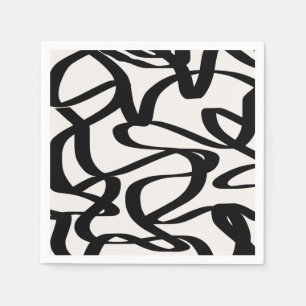 Abstrakte Swirbellinien formen schwarz und beige C Serviette