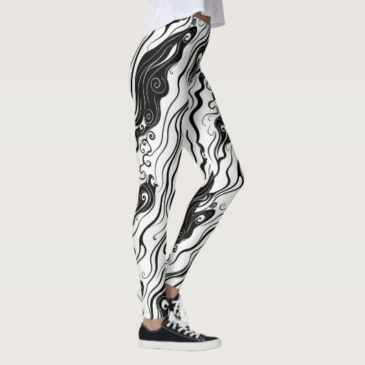 Abstrakte Swirl Art fließt flüssige Wolken Leggings (Rechts)
