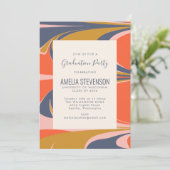 Abstrakte Swirl Retro Farbige Mod Graduierungspart Einladung (Stehend Vorderseite)