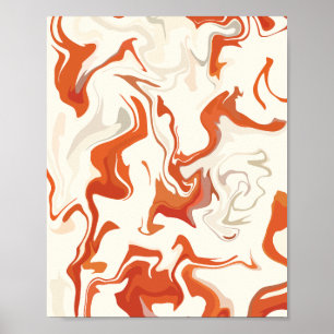 Abstrakte Swirt Art mit Orange & Cream Tones Poster