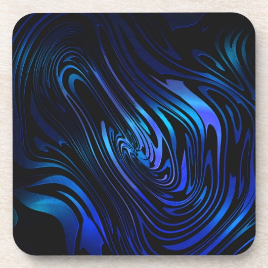 Abstrakte Swirt-Kunst in Blau und Schwarz Getränkeuntersetzer (Vorderseite)