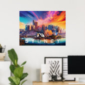 Abstrakte Sydney Australien Skyline Poster (Heimbüro)