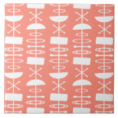 Abstrakte Symbole der Atomzeit Lachs Pink Fliese (Vorderseite)