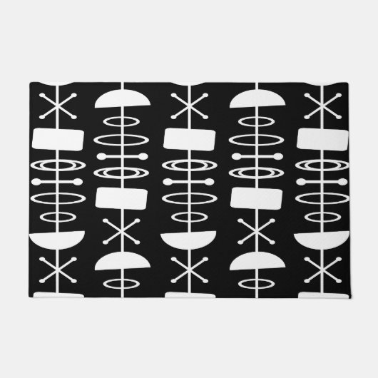 Abstrakte Symbole der Atomzeit Schwarz-weiß Fußmatte (Vorderseite)