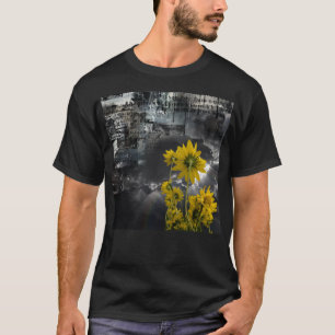 Abstrakte Symbole und gelbe Blumen T-Shirt