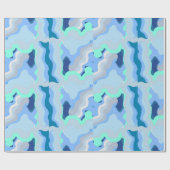 Abstrakte Symmetrie mit blauen Flusskurven Geschenkpapier (Flach)
