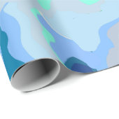 Abstrakte Symmetrie mit blauen Flusskurven Geschenkpapier (Rolleneckpunkt)
