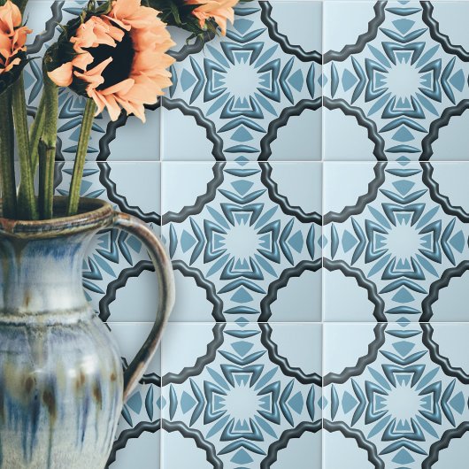 Abstrakte symmetrische Aquamarine Motive mit 3D-Ef Fliese