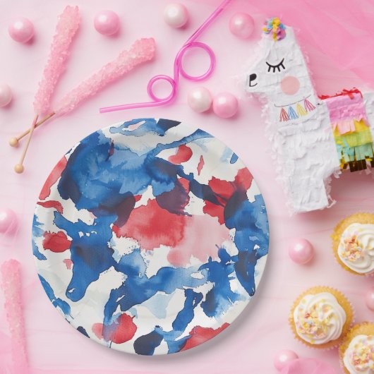 Abstrakte Tafel mit rotem und blauem Wasser Pappteller (Party)