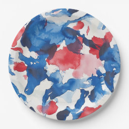 Abstrakte Tafel mit rotem und blauem Wasser Pappteller