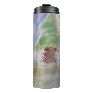 Abstrakte Tannenbaume Thermosbecher