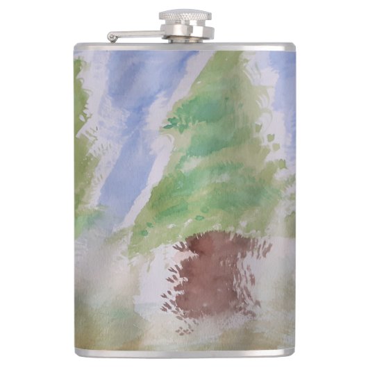 Abstrakte Tannenbaume Vinyl-Wrapped Flask Flachmann (Vorderseite)