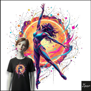 Abstrakte Tänzerin Neon-Linien Dynamische Kunst Tri-Blend Shirt