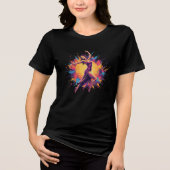 Abstrakte Tänzerin Neonskleid Dynamischer Spritzer Tri-Blend Shirt (Vorderseite)