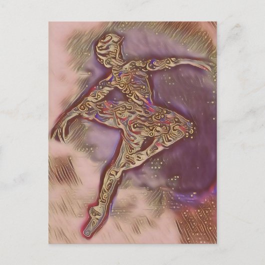 Abstrakte Tanzkarte Rosa und Gold Ballerina Postkarte (Vorderseite)