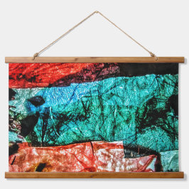 Abstrakte Tapisserie aus Bandholz, einzigartig Wandteppich Mit Holzrahmen