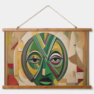 Abstrakte Tapisserie aus Holz, überzogen von Mel S Wandteppich Mit Holzrahmen
