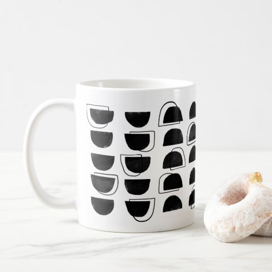 Abstrakte Tasse aus Schwarz und Weiß (Mit Donut)