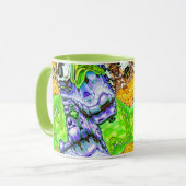 Abstrakte Tasse Blau, Gelb und Grün (Vorderseite Links)