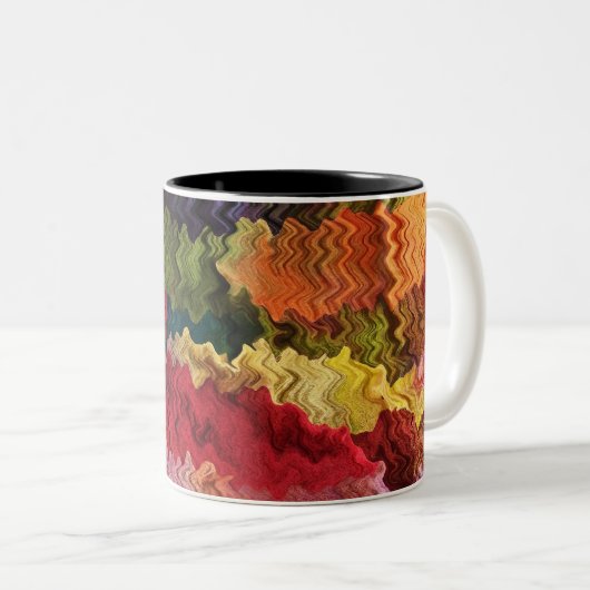 Abstrakte Tasse mit farbigen Stoffen (VorderseiteRechts)